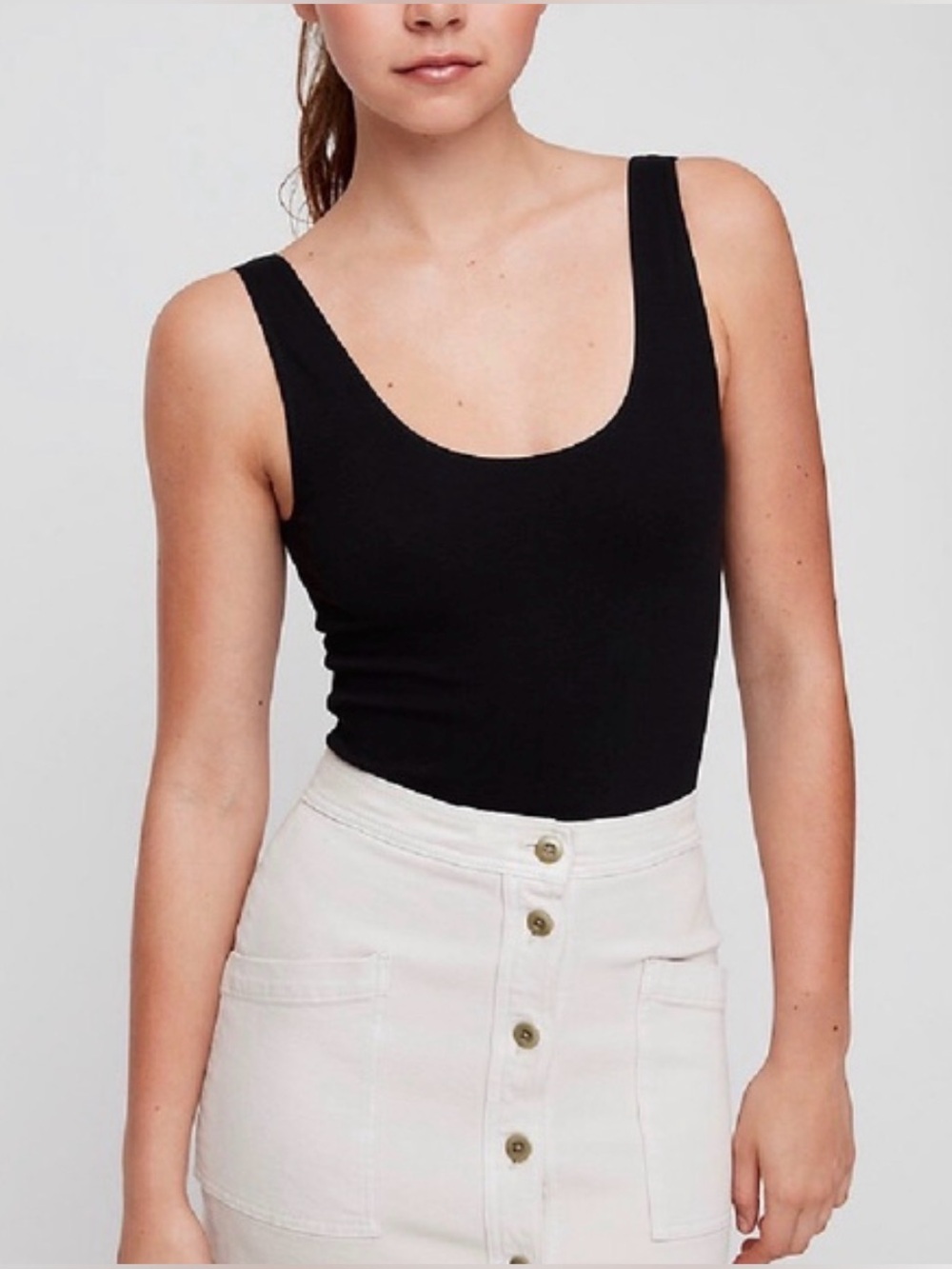 Aritzia Wilfred Free Leila Black Tank Bodysuit M NWT Closet Staple